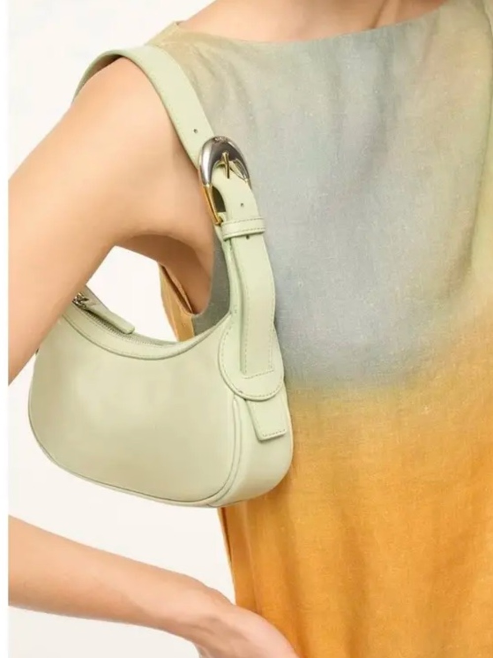 STAUD Lennox Leather Shoulder Bag in pale jade - Women